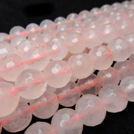 Rose Quartz 8mm Faceted Round Beads