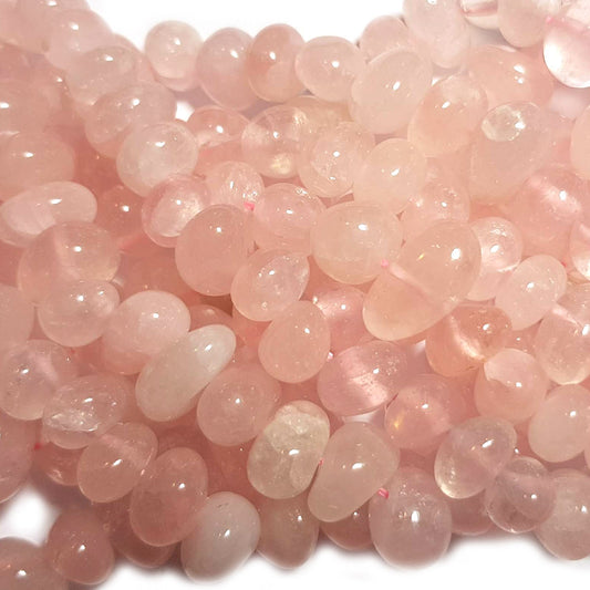 Rose Quartz Center Drilled Nugget Beads