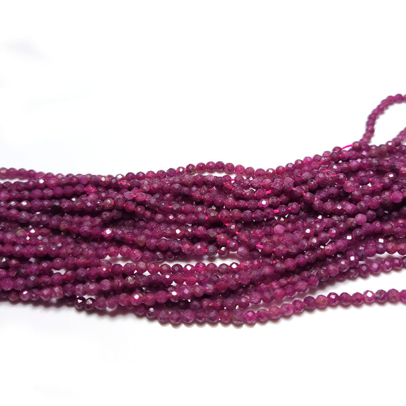 Ruby Faceted 3mm Round Beads