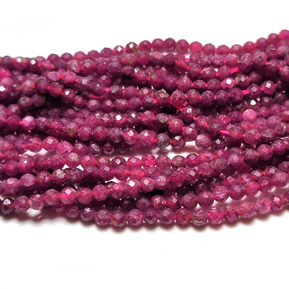 Ruby Faceted 3mm Round Beads