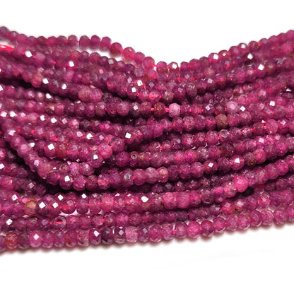 Ruby Faceted Rondelle 2x3mm Beads