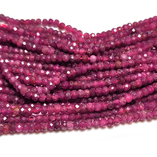 Ruby Faceted Rondelle 2x3mm Beads