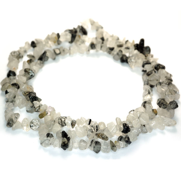 Black Rutilated Quartz Chip Beads