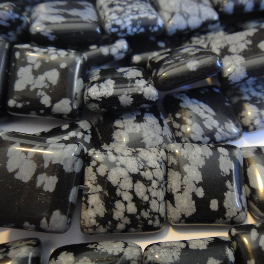 Snowflake Obsidian 16mm Square Beads