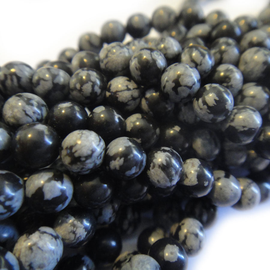 Snowflake Obsidian 4mm Round Beads