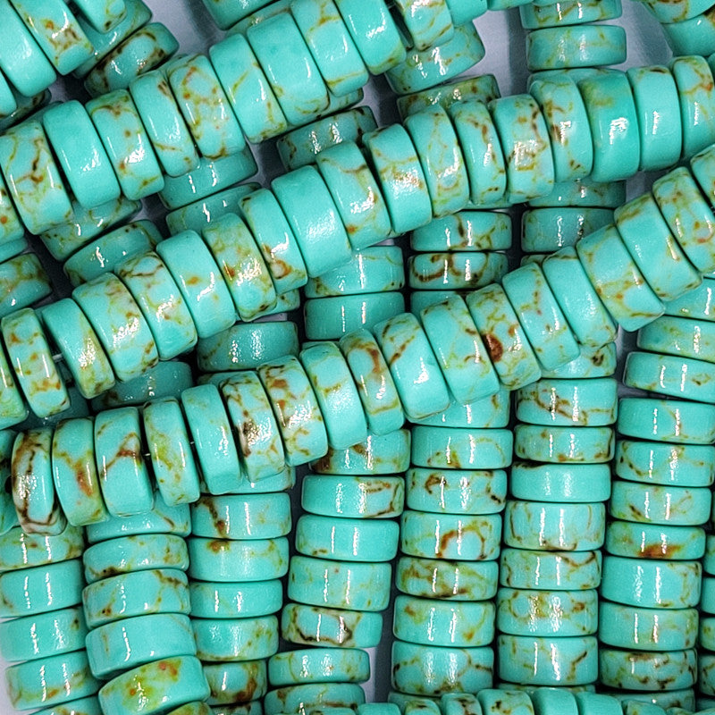 Synthetic Turquoise 4x10mm Wheel Beads