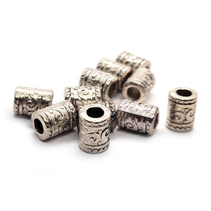 Tibetan Style Large Hole Tube Beads (Pack 10)