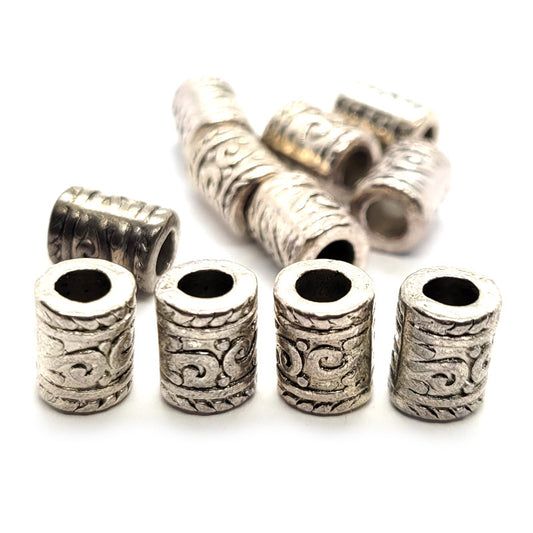 Tibetan Style Large Hole Tube Beads (Pack 10)