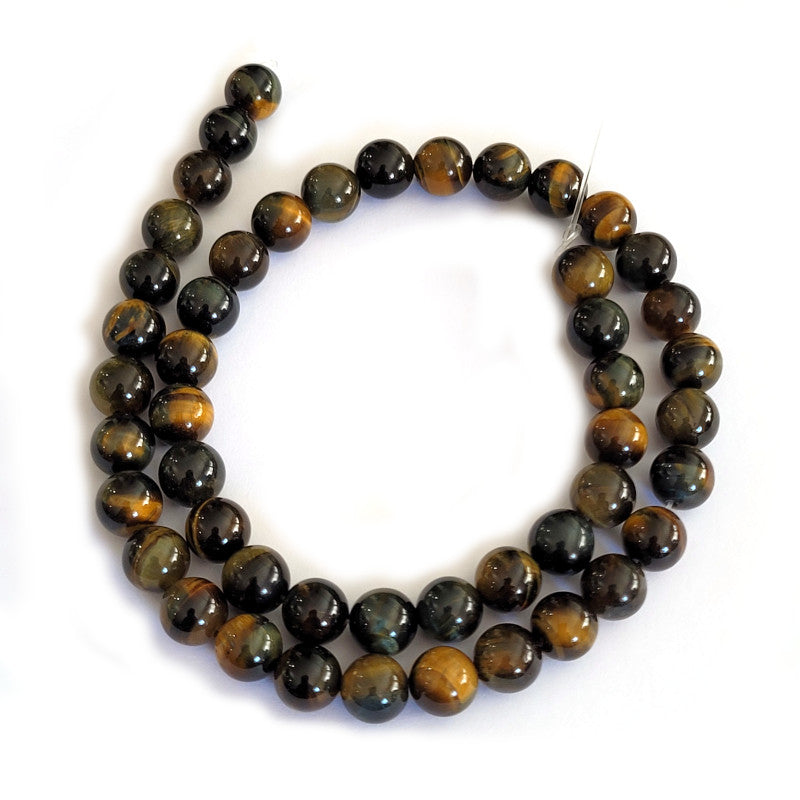 Blue & Yellow Tiger Eye 8mm Round Bead