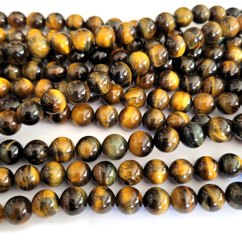 Blue & Yellow Tiger Eye 8mm Round Bead