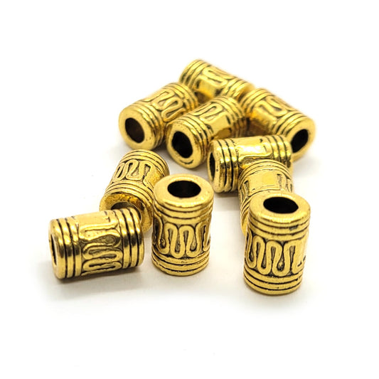 Tibetan Style Gold Large Hole Tube Beads