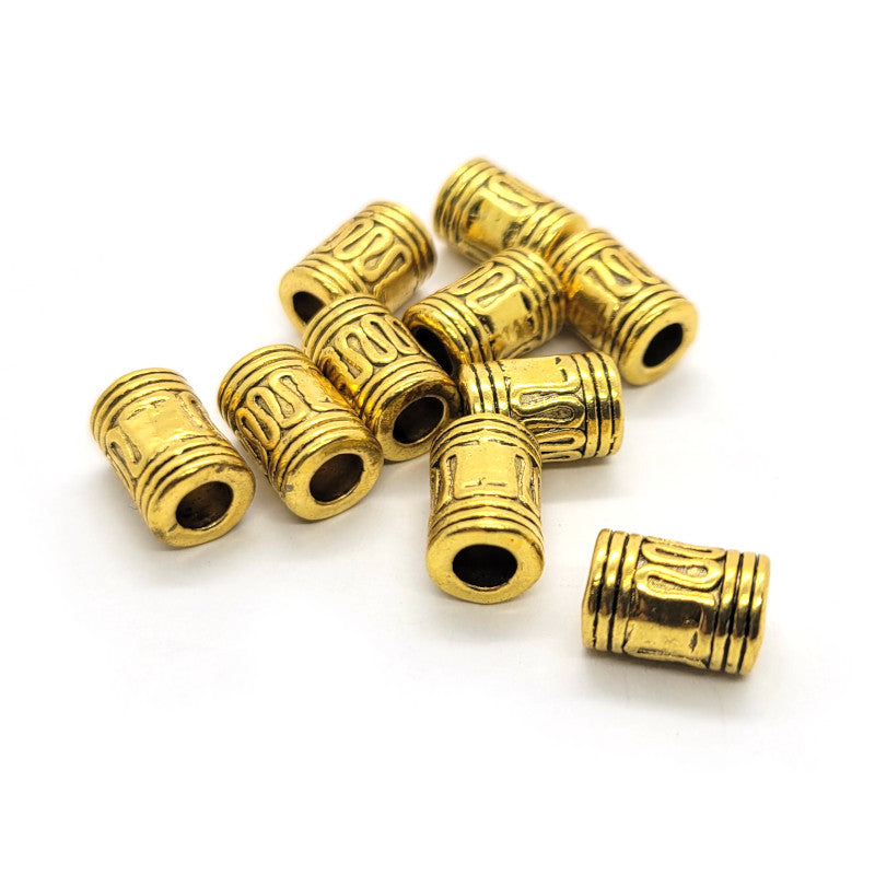 Tibetan Style Gold Large Hole Tube Beads