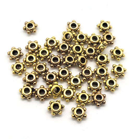 Tibetan Style Gold 5x3 Spacer Beads