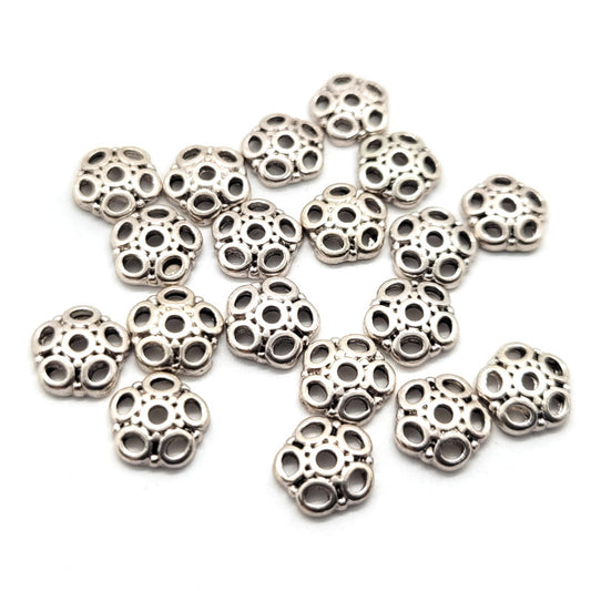 Tibetan Silver Circle Bead Caps 8mm (Pack 20)