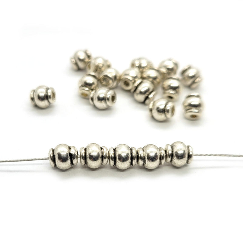 Tibetan Silver Barrel 5mm Beads (Pack 20)