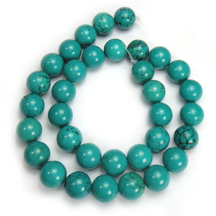 Stabilised Turquoise 12mm Round Beads