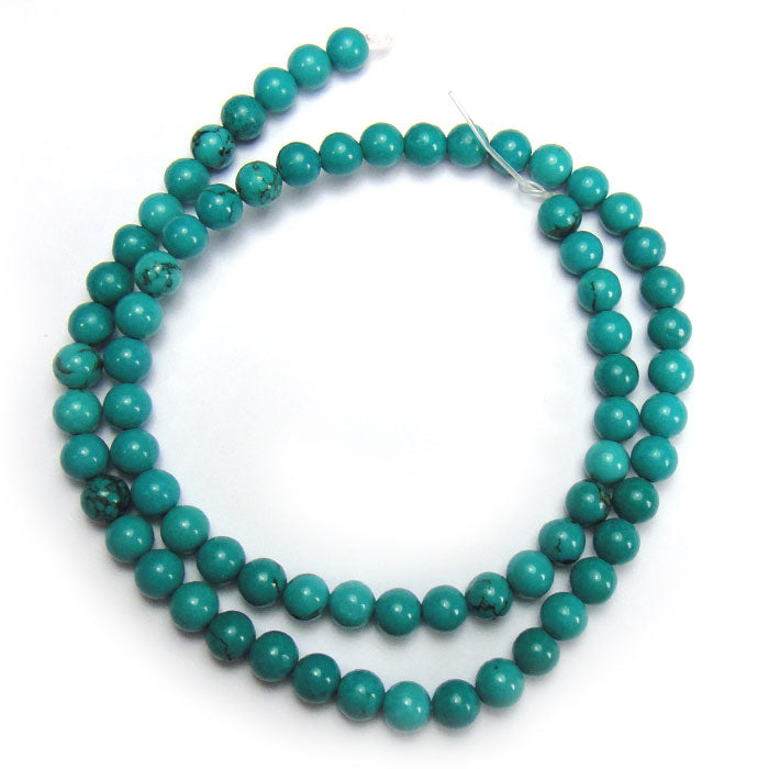 Stabilised Turquoise 6mm Round Beads