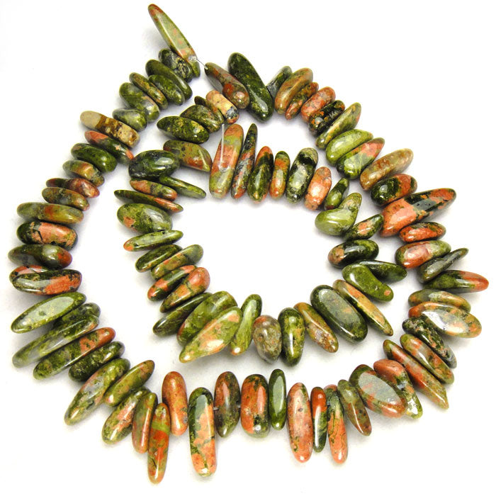 Unakite Long Chip Beads