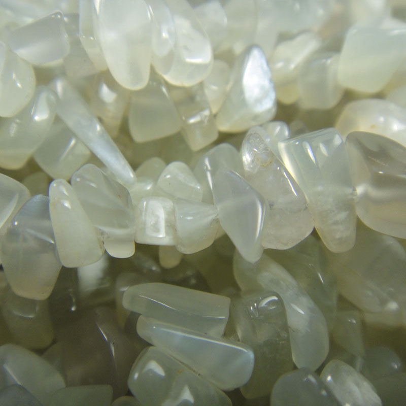 Light Grey Moonstone Chip Beads