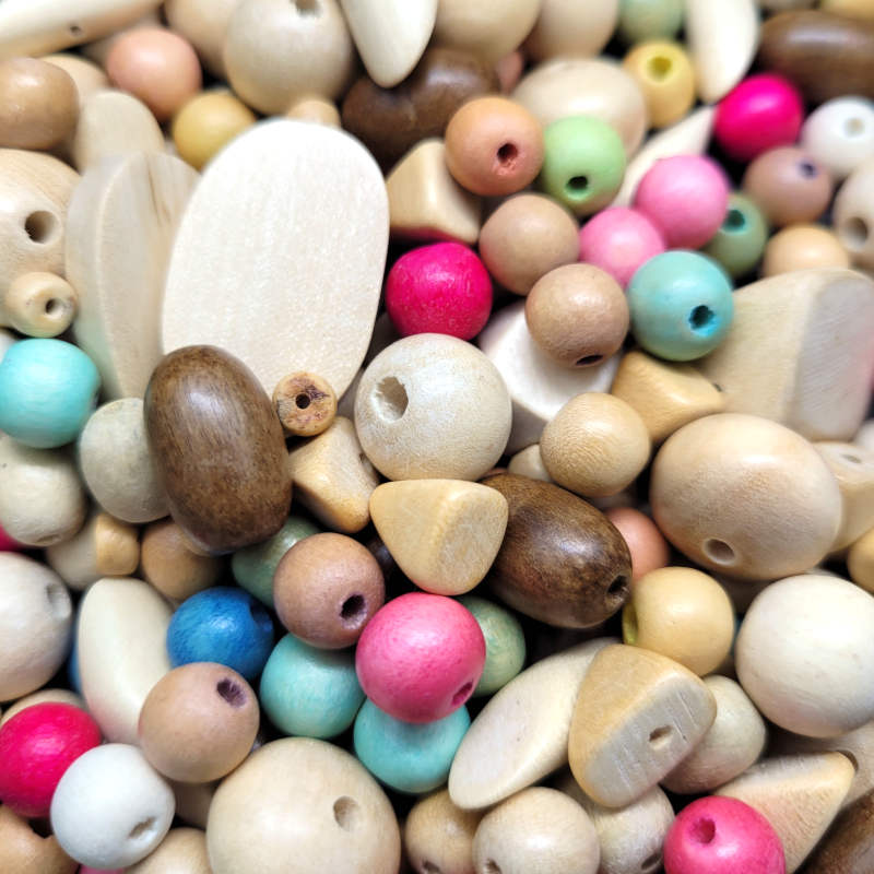 Wood Bead Mix (85g Bag)