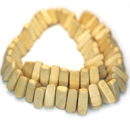 Natural White Wood Triangle Nugget Beads